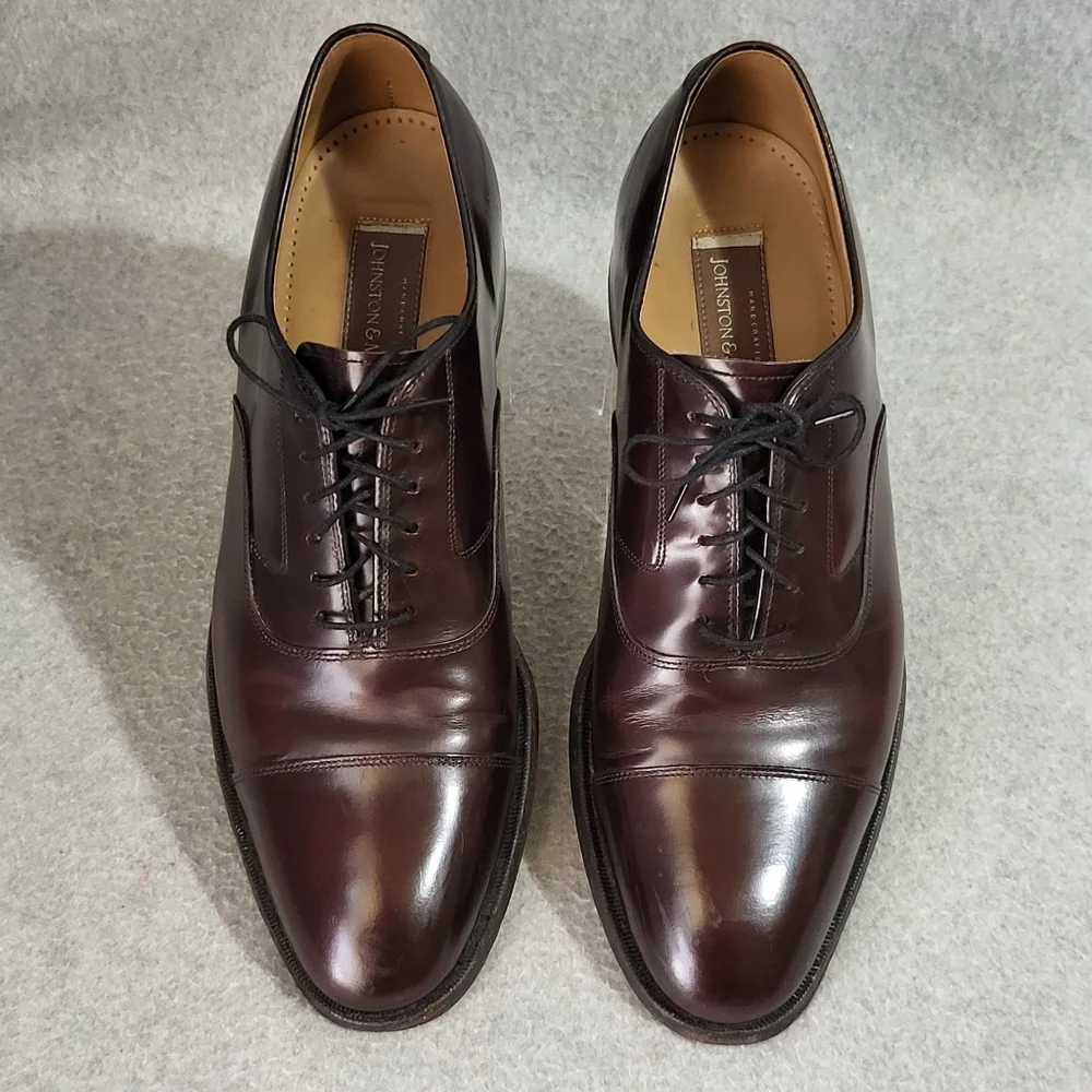 Johnston & Murphy Melton Shoe 10 B/AA Burgundy Leather Oxford Cap Toe 222985